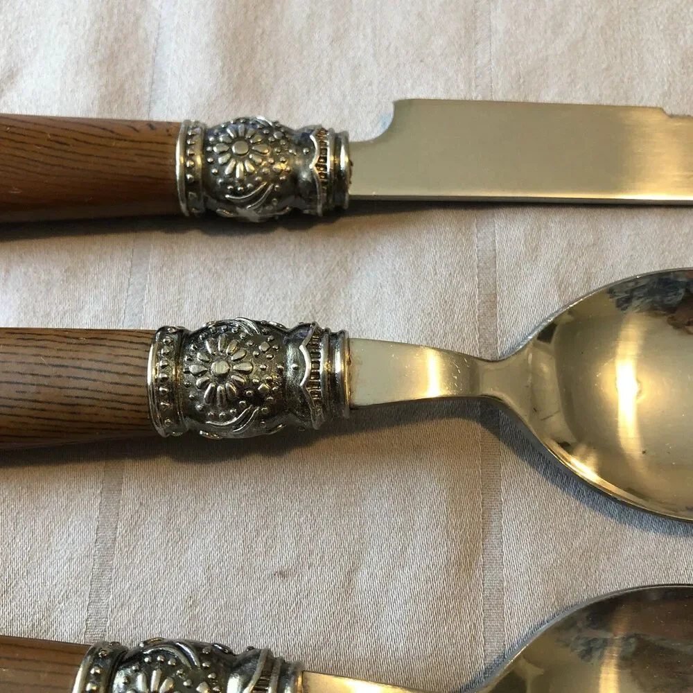 Pioneer Woman Cowgirl Lace 4 Pc Flatware Spoons Knife Lot Brown Stainless